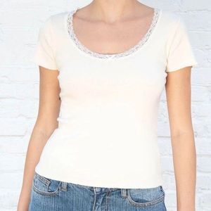 Brandy Melville McKenna Lace Trim Bow Top